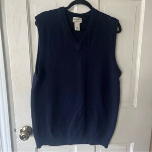 Vintage L.L. Bean Men's Navy Blue V-Neck Sweater Vest M Medium Tall 100% Wool